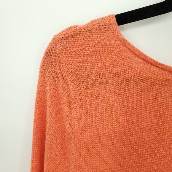 Eileen Fisher Cotton Cashmere Waffle Knit Top XL Orange - Picture 10 of 14
